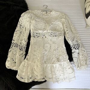 Showpo White Lace Long Sleeve Dress
